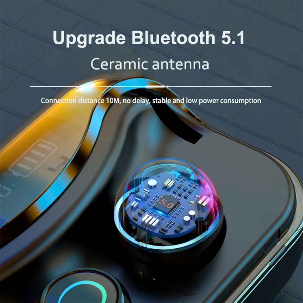 TWS Bluetooth 5 1 Wireless Earphone Touch free 9D Stereo Headphons HiFi IPX7 Waterproof Earbuds Headset with 1200mA Charging Box