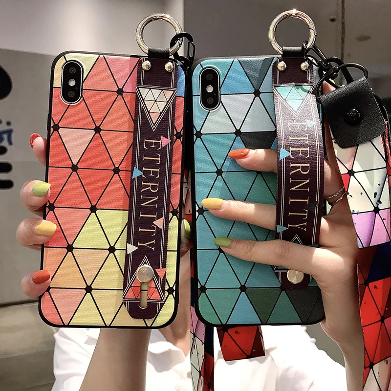 

Vintage Plaid Case For Huawei Mate 30 20 10 Pro Nova 5 5I 2S 3 3I 3E 4 4E Wrist Strap Soft TPU Cover Finger Ringer Stand Coque