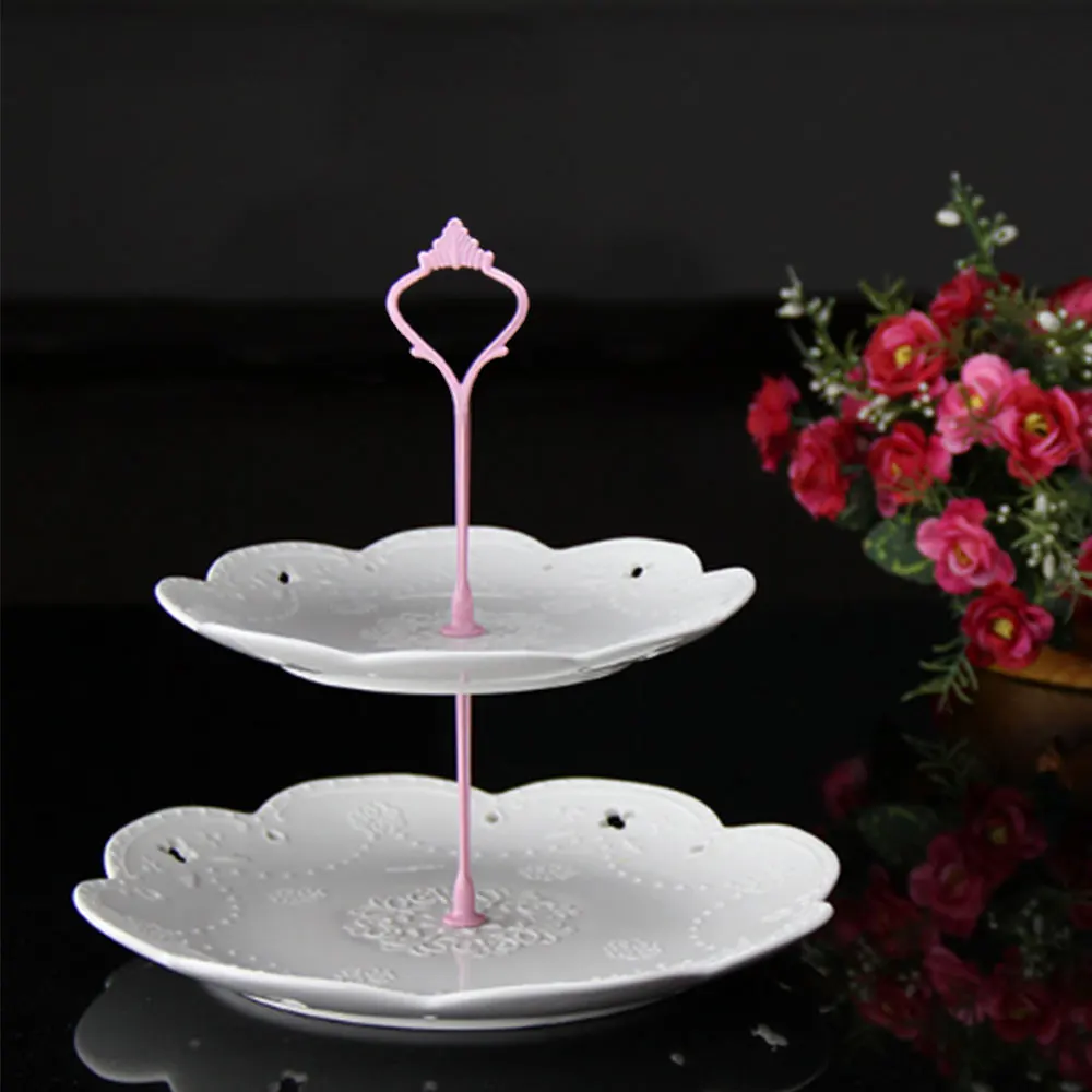 two Layers pink Подставка для торта, подставка для тарелок, 2/3 слоев, корона, вечерние ручки для десертов, кондитерские изделия из металла - Цвет: two Layers pink