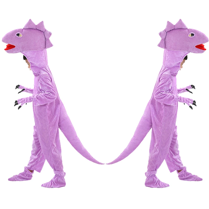 Adult Kids Mother Dino T-REX Dinosaurs Costumes Halloween Cosplay Party Animal Cartoon Dragon Dress Up Jumpsuit Outfit Costume