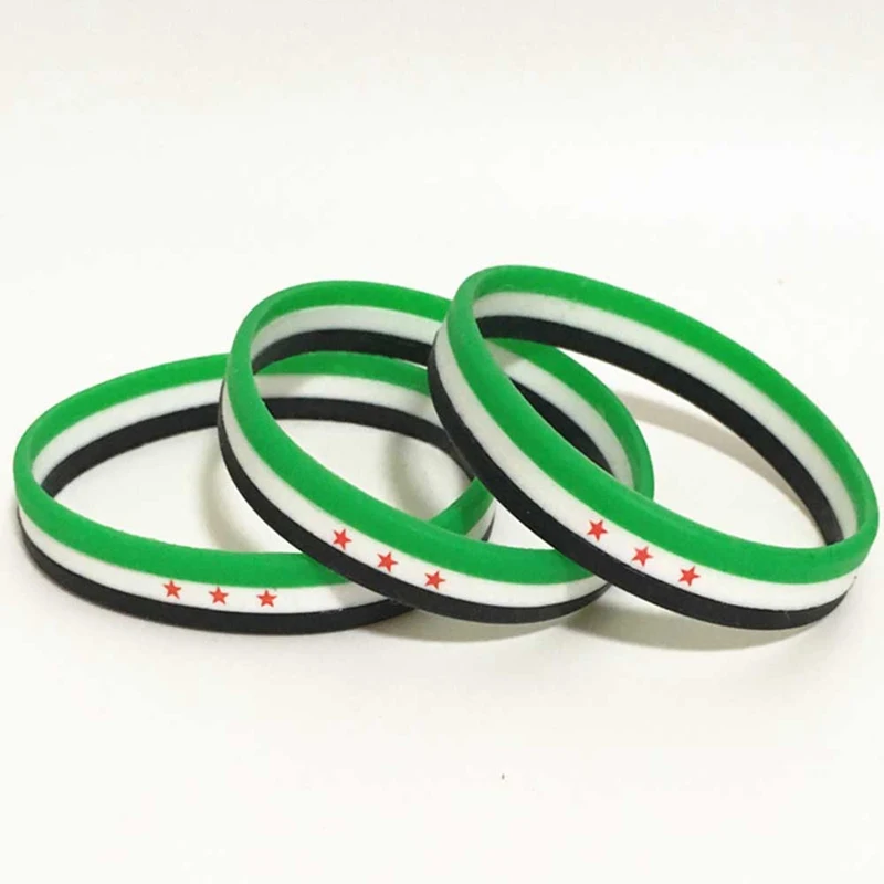 Silicone Bracelet 1pc Syria Flag Silicone Rubber Bracelets Sports Wrist Band Bangle for Women Men Special Gift for Lover