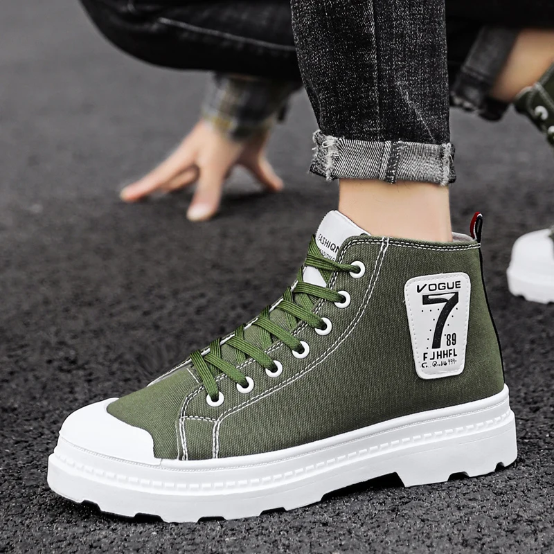 red high ankle sneakers