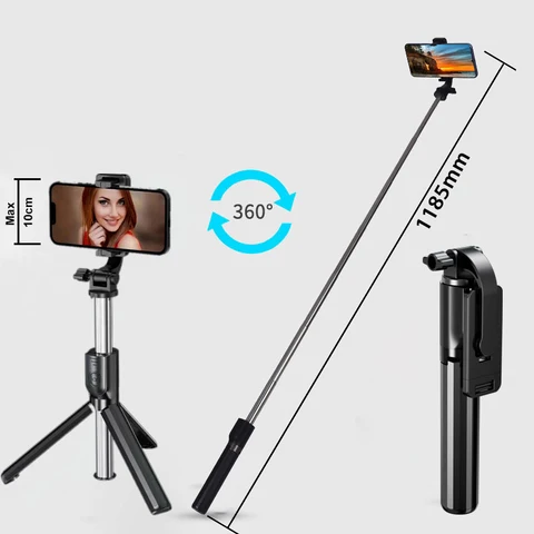 in 1 Wireless Bluetooth Selfie Stick Foldable Mini Tripod Expandable Monopod with Remote Control for iPhone IOS Android