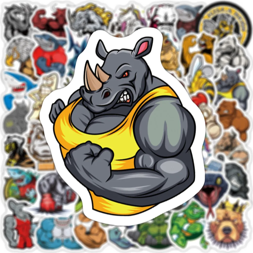 Muscle Animals Stickers 50pcs For Notebooks Stationery Scrapbook Supplies Ferocious Bodybuilding Vintage Stickers Aesthetic decorative stickers,stationery stickers,animal stickers