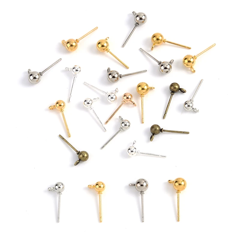 20Pcs/Lot 4/5mm Stoppers Connector Pin Findings Stud Earring Basic Pins for DIY Jewelry Making Supplies Accessories | Украшения и