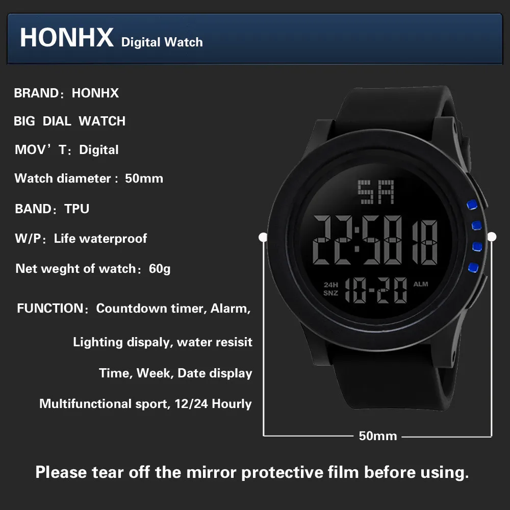 Fashion hot sale electronic watch military sports men's electronic watch LED waterproof digital electronic watch часы мужские50*