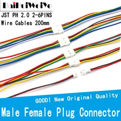 Connecteur Micro JST PH 2.0 MM 2P 3P 4P 5P 6 broches, 20 pièces, 10 paires, fiche mâle femelle avec câble, terminal 200mm 26AWG 20CM 