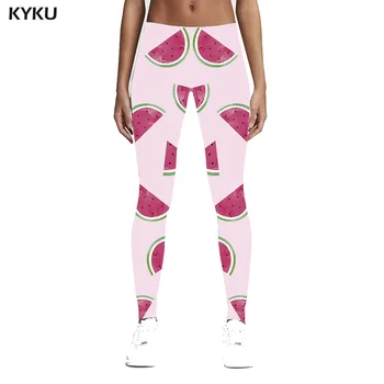 

KYKU Watermelon Leggings Women Leggings Sport Pink Spandex Fitness Pants 3d Print Yoga Pants Ladies Womens Leggings Pants