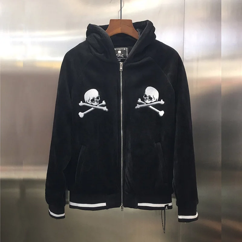 2019FW куртка с капюшоном для мужчин Mastermind японская фланелевая Толстая теплая куртка MMJ уличная Женская Мужская куртка с вышивкой черепа куртки пальто