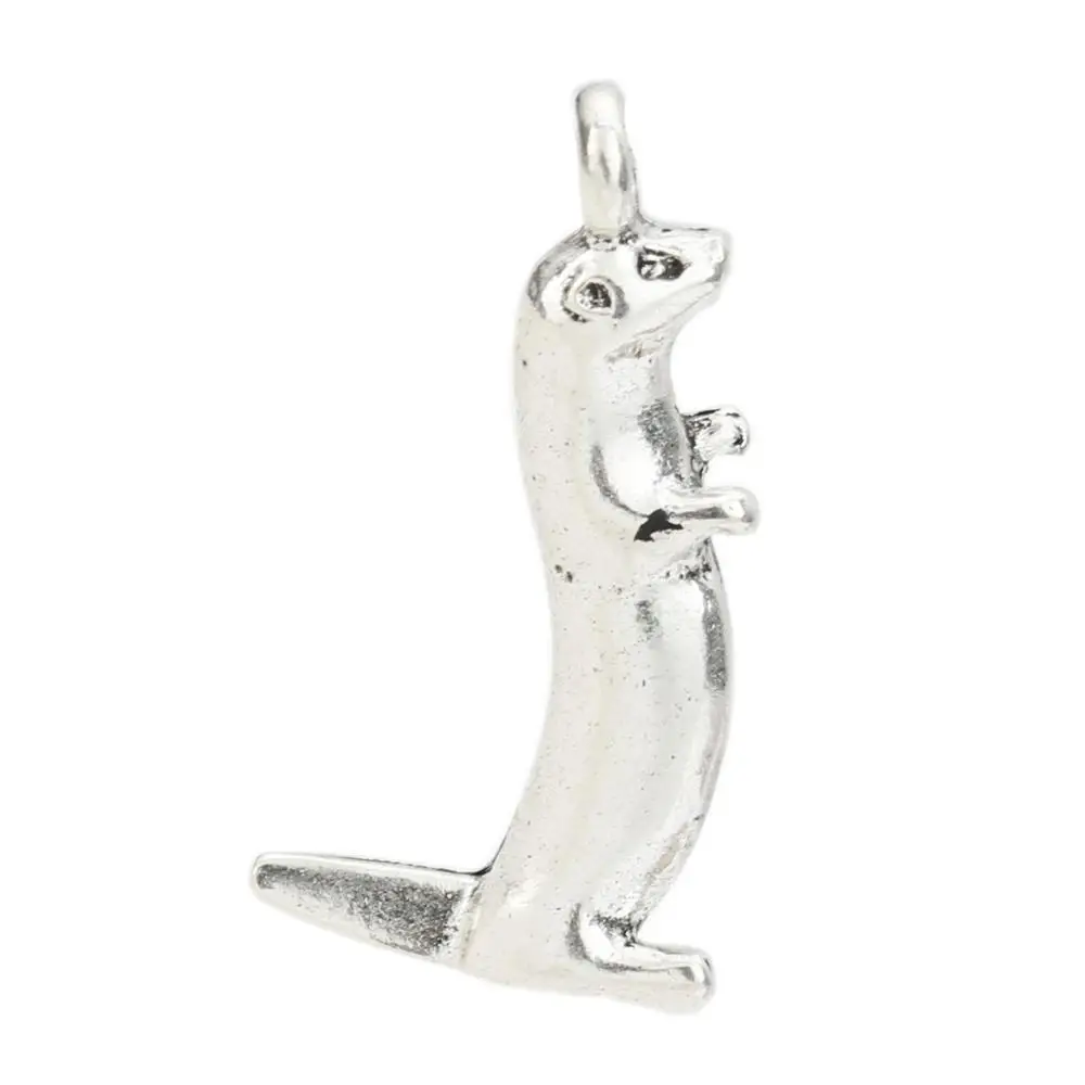 DoreenBeads модный сплав цинка 3D кулон Otter животное Лакросс палка горки серебряный
