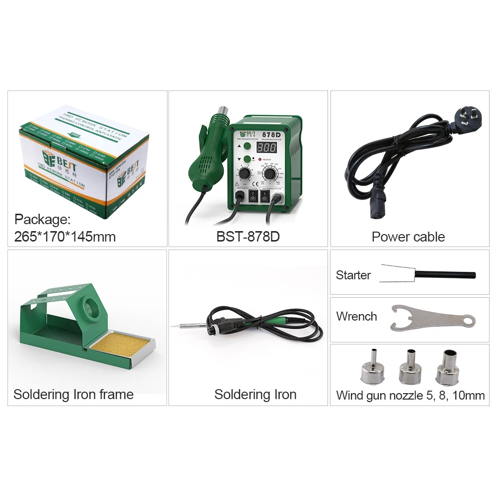 BESTOOL 878D 700 Вт Тепловая пушка PCB SMD паяльная станция с паяльником для ремонта
