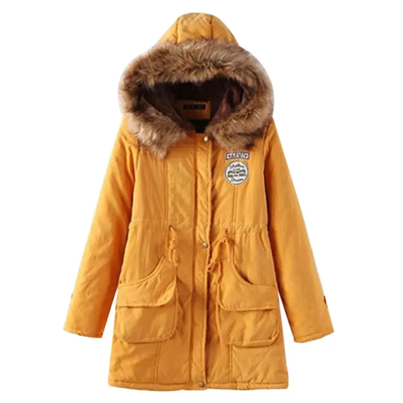 Litthing Женское зимнее длинное пальто толстая хлопковая теплая парка куртка модная женская верхняя одежда пальто с капюшоном из искусственного меха с карманом