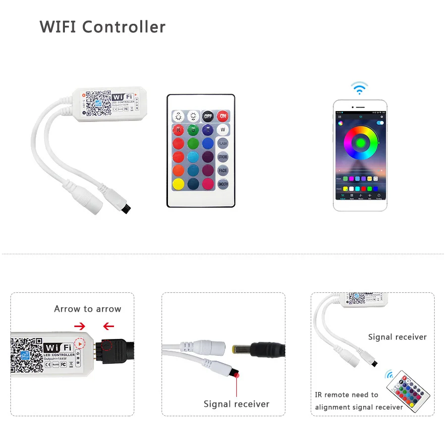 16 миллионов Цвета Wi Fi RGB / RGBW светодиодный Управление Смартфон музыкой и режим