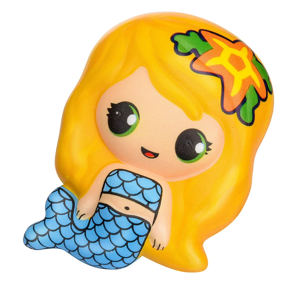 Yellow Игрушка-давилка Kawaii Русалка медленно восстанавливающий крем ароматизированные игрушки для снятия стресса подарки мягкие игрушки Дети медленно поднимающиеся антистресс - Цвет: Yellow