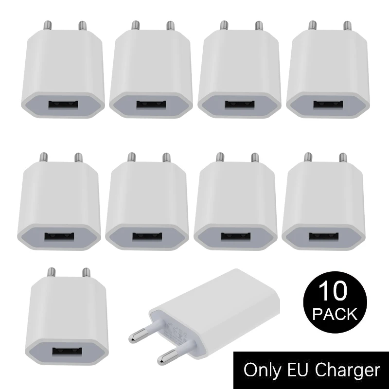 10 шт./лот USB Сетевое зарядное устройство для путешествий адаптер питания 5 Вт 1A