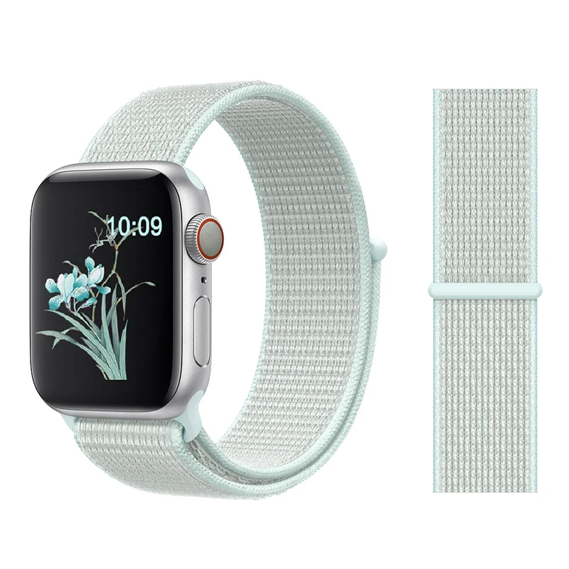 Для наручных часов Apple Watch, версии 3/2/1 38 мм 42 мм нейлон мягкий дышащий нейлон для наручных часов iWatch, сменный ремешок спортивный бесшовный series4/5 40 мм 44 мм - Цвет ремешка: Color37 TEAL TINT