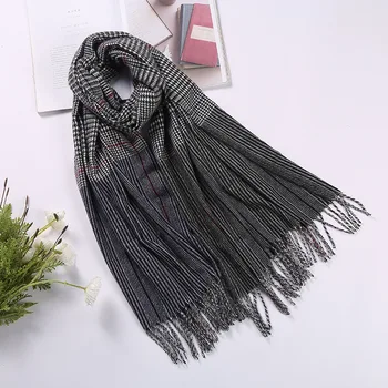 

Shawl female autumn and winter scarf dual-use double warmth thickening imitation cashmere Korean personality big color matching