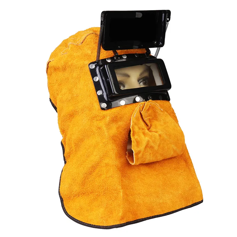 

Whole Belt Leather Hood Welding Helmet Mask Anti-glare Neck Ordinary Protect Lens Filter Welding Cap Protective Cowhide Mask