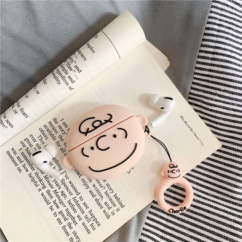 Чехлы для наушников с милым мультяшным рисунком Peanut Comics Snoopy Charlie коричневые для Apple Airpods 1 2 3 Pro силиконовый защитный чехол для наушников