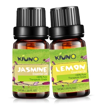 

KIUNO 10ML 2Pcs Set Pure Essential Oils Humidifier Aromatherapy Lemon Jasmine Vanilla Ylang ylang Cinnamon Frankincense Oils