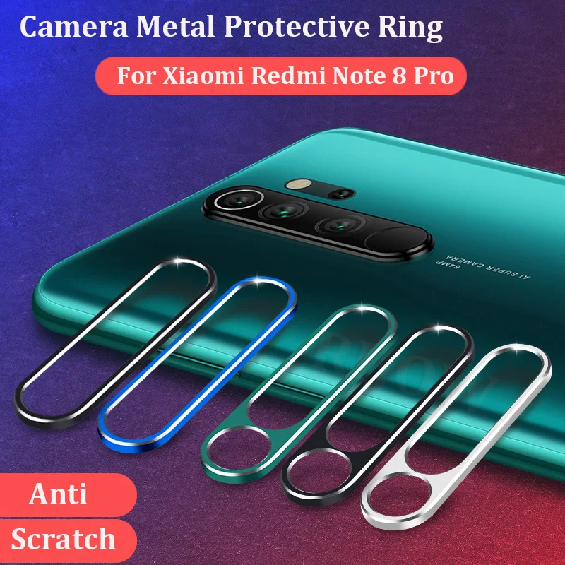 Стекло на объектив камеры с металлическим кольцом для Xiaomi Redmi Note 8 Pro закаленное