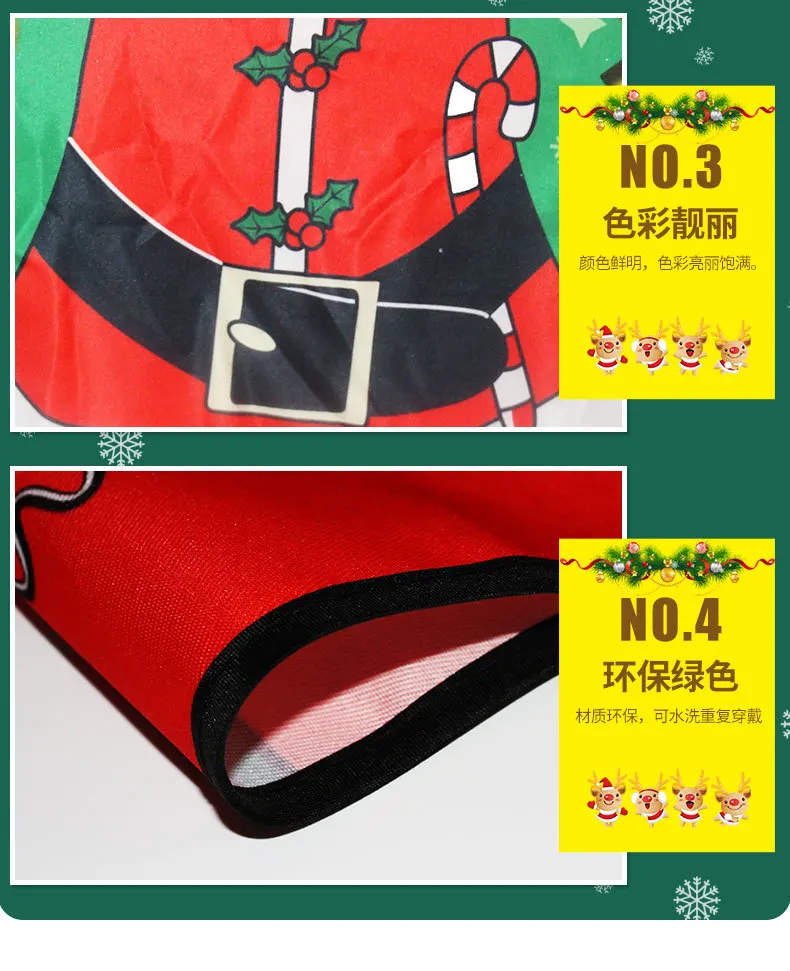 1Pcs Red Christmas Apron Pinafore Cotton Linen Aprons 50*70cm Adult Bibs Home Kitchen Cooking Baking Cleaning Accessories