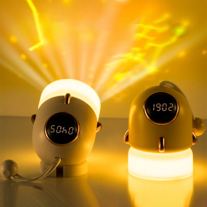LED Tragbare Uhr Projektion Nacht Lampe Rakete Stil Schlafzimmer Nacht Küche Dekoration USB Tisch Licht Weihnachten Party Geschenk_voghion.com