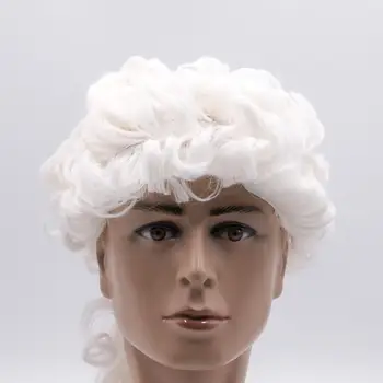 

Low price high quality clearance soft short hair curly hair adult men's headband props white short Christmas drama play props