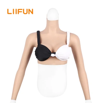 

Liifun Realistic Silicone Half Body Breast Forms with Arm Crossdresser Artificial Boobs Enhancer C D E Cup for Trandsgender tits