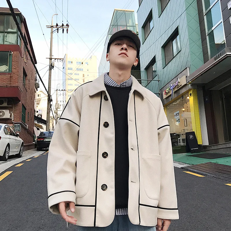 

2018 Winter New Style Fashion Suede Hong Kong Style Literature And Art Jacket Men's Loose-Fit Korean-style BF Coat Fashion