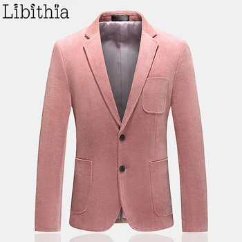

Men's Two Buttons Casual Blazers Corduroy Jacket For Men Slim Fit Plus Size 5XL 6XL Green Pink Coffee Clothes Male R089