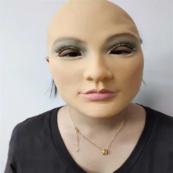 

Top Grade Beauty Latex Face Mask Halloween Carnival Costume Human Female Mask Crops Masquerade Crossdress Mask Fancy dress up