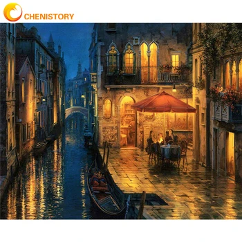 

CHENISTORY Frame DIY Painting By Numbers Night Landscape Acrylic Paint By Numbers Wall Art Picture Canvas Painting For Home Gift