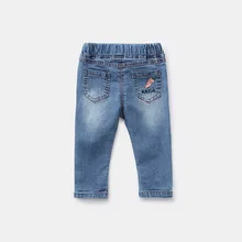 Джинсы для девочек; сезон весна-осень; Новинка года; стильные брюки для маленьких девочек; детская облегающая весенняя одежда; обтягивающие брюки