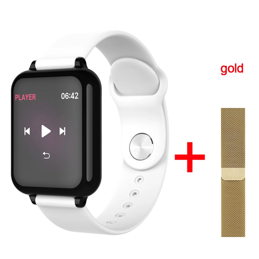 white-gold-band Смарт-часы B57, водонепроницаемые, спортивные, для iOS, Android, телефона, кровяное давление, монитор сердечного ритма, фитнес-браслет, для мужчин и женщин, смарт-браслет - Цвет: white-gold-band
