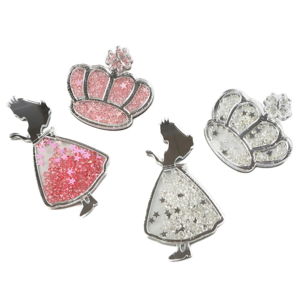David accessories 25 шт./лот короны для девочек зеркало прозрачные акриловые блестки шейкеры "сделай сам" с бантом Сумка Материал, 25Yc7472