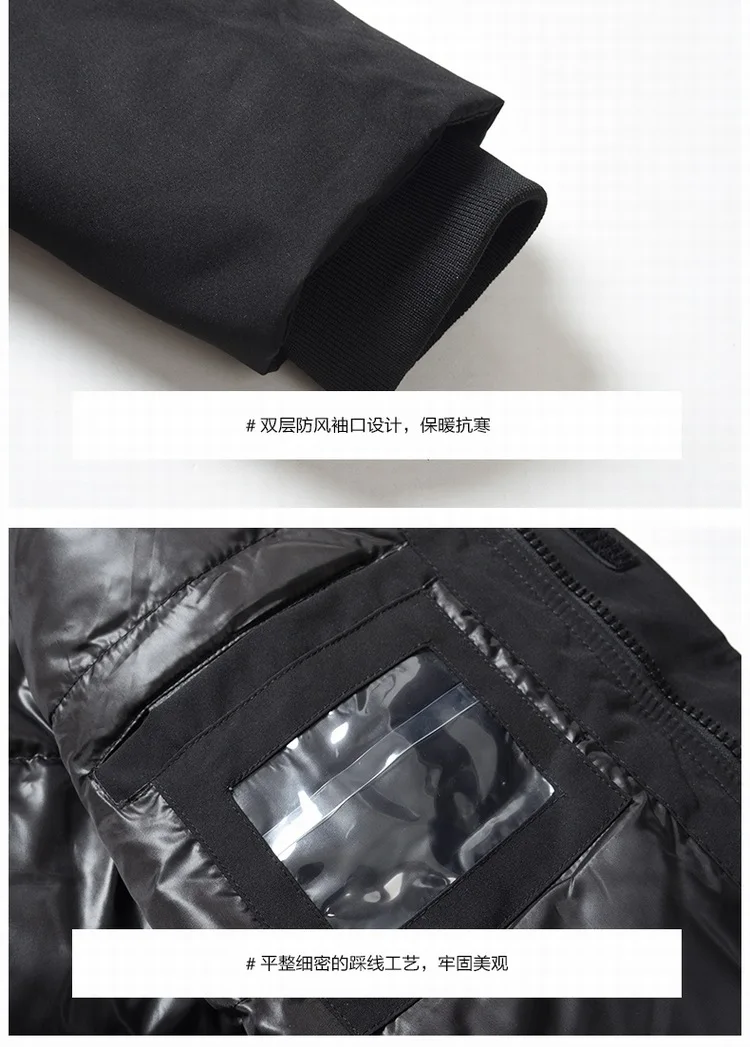 Ozhouzhan High Quality Drilling-Free Velvet New Style Popular Brand down Jacket Men Genuine Fur Collar Warm Youth down Jacket Me