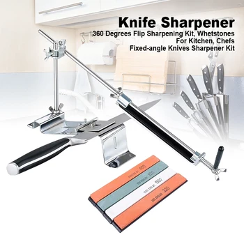 

Fixed-angle Knives Sharpener Kit Kitchen 360 Degrees Flip Sharpening Kit System Tools Whetstones Hogard