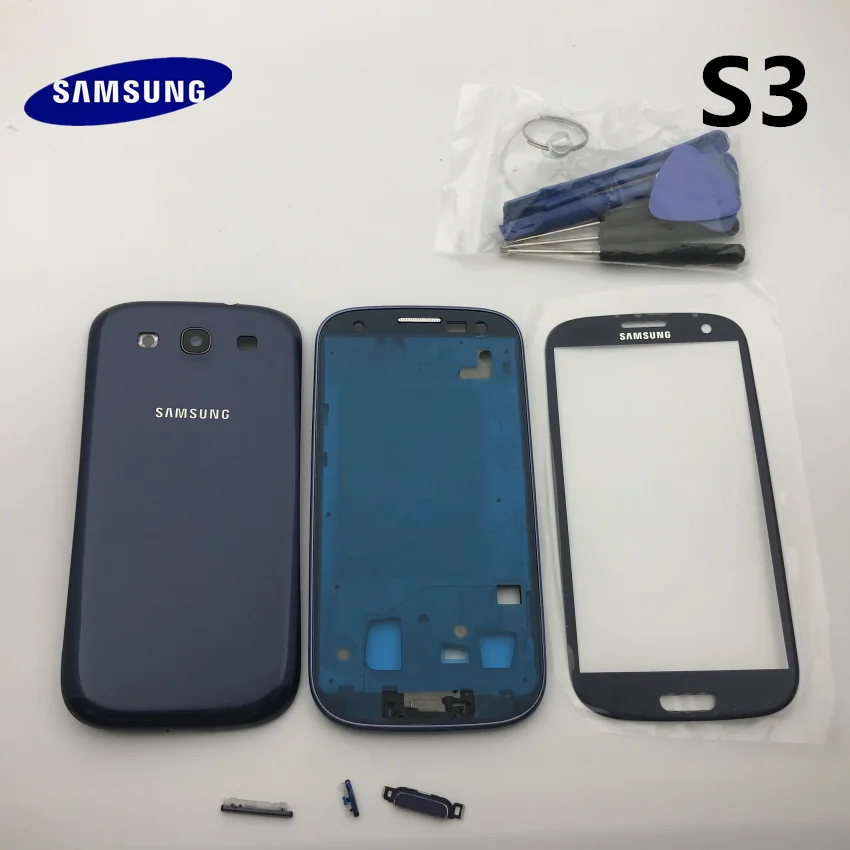 Samsung Galaxy S3 i9300 i9305 9300i i747 чехол с полным корпусом задняя крышка передняя стеклянная линза+ средняя рамка части