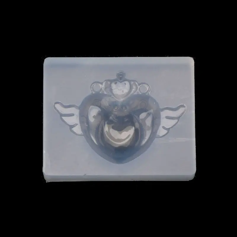 Cute Heart Wing Silicone UV Resin Keychain Pendant Mold Jewelry Making Tools - Цвет: white