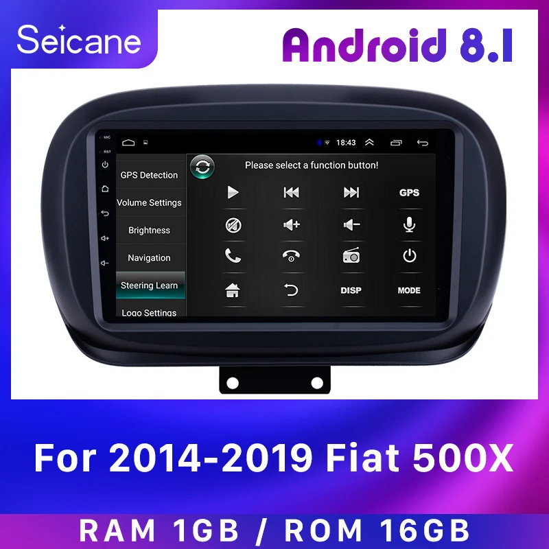 

Seicane Car 2Din 9" GPS Auto Radio Android 8.1 Navi HD for Fiat 500X 2014-2019 Multimedia Player Touchscreen support SWC Carplay