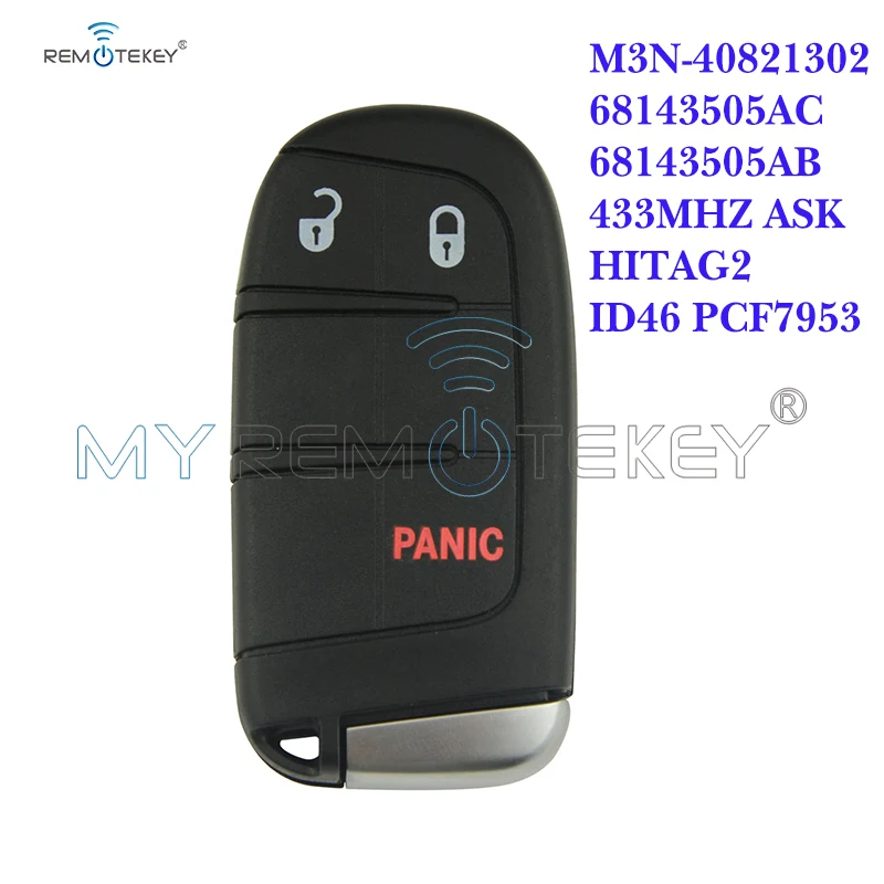 Remtekey 68143505AC 68143505AB  M3N-40821302 Smart Key 3 Button 433Mhz 46 Chip For Jeep Grand Cherokee 2014 2015 2016 2017