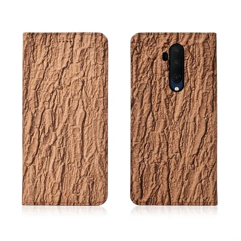 

Luxury Bark Pattern Genuine Leather Magnetic Flip Phone Case For OnePlus 7T Pro/OnePlus 7T/OnePlus 7 Pro Phone Cover Card Slot