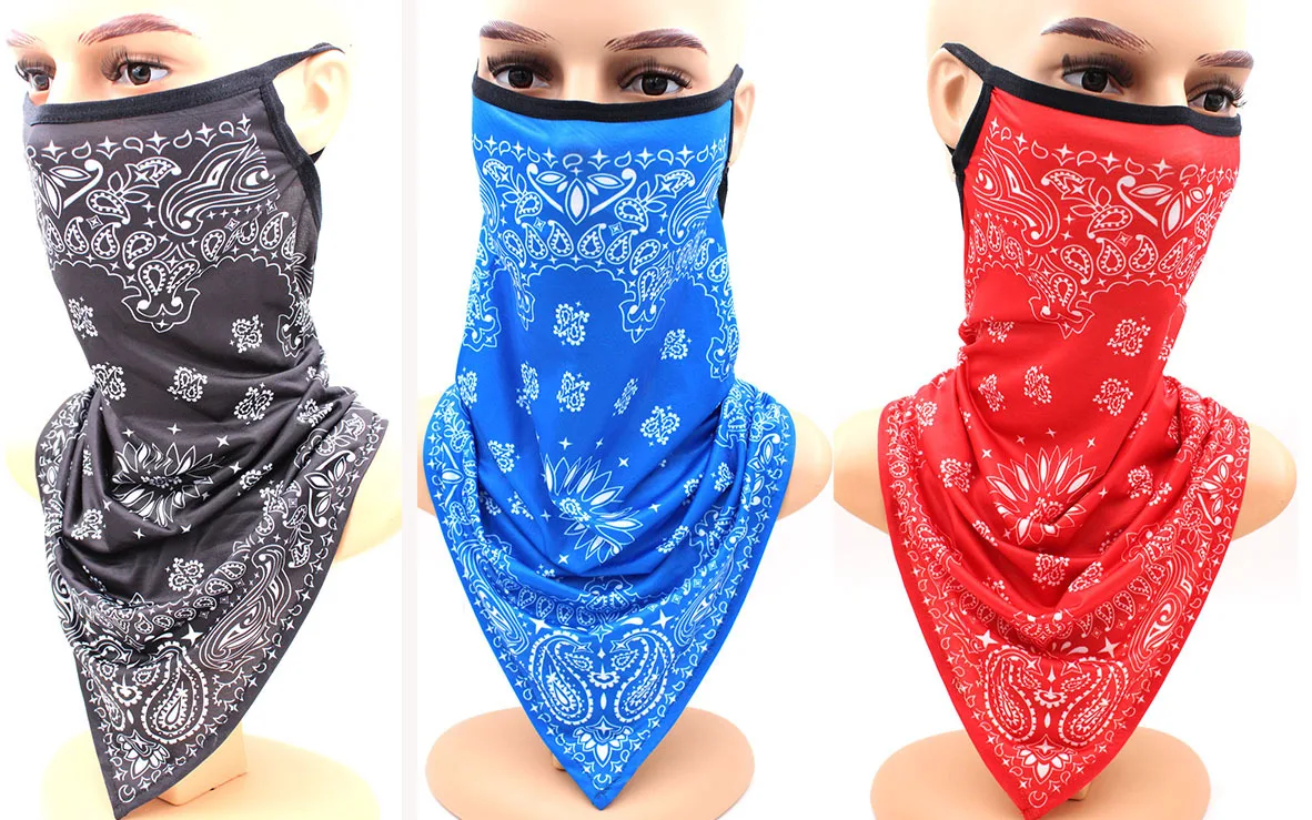 Magic triangle headband ice silk mask breathable outdoor cycling hanging ear scarf variegated balaclava scarf head wraps for men