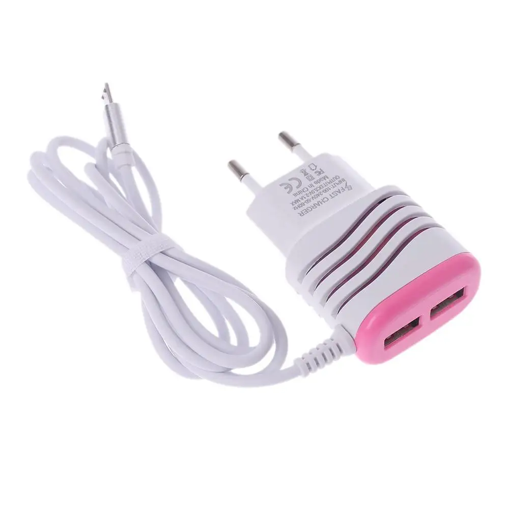 5V 2.1A двойной USB домашние дорожные настенные AC зарядное устройство адаптер ЕС штекер Micro USB кабель