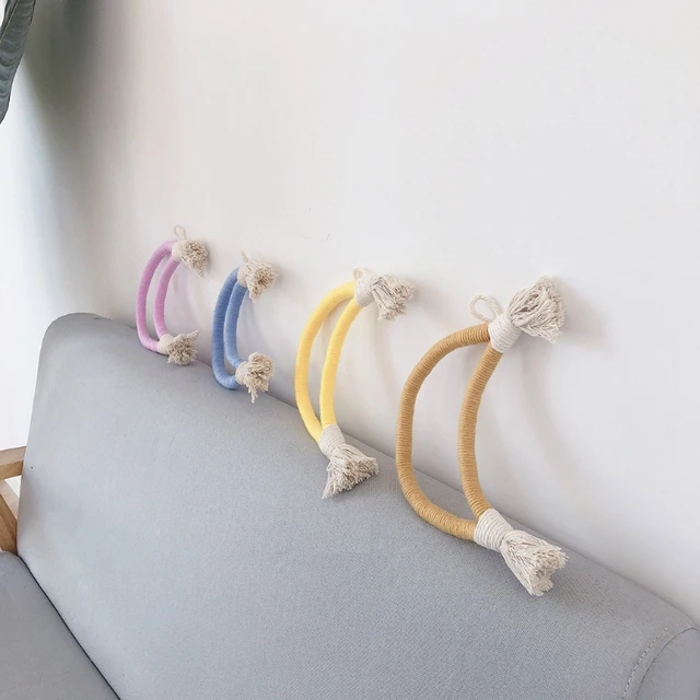 Nordic Hand-woven Macrame Tapestry Cotton Rope Weave Moon Wall Hanging Pendant Kids Room Nursery Decoration Home Ornament 2