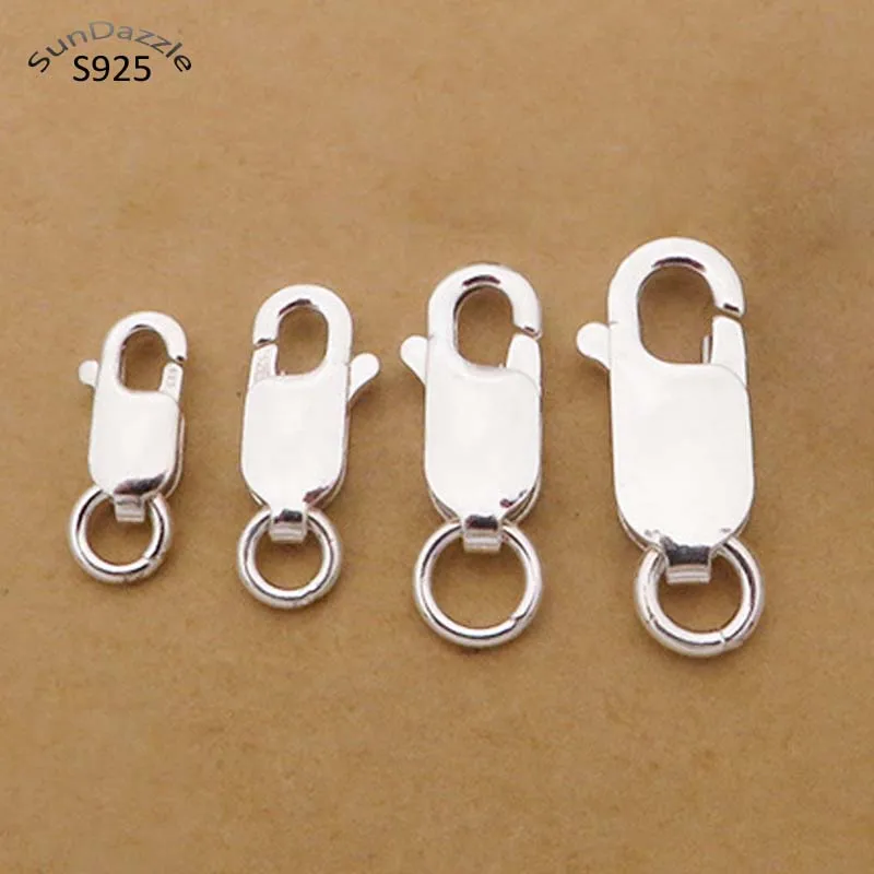 2 Sztuk Prawdziwa Czysta Stałe 925 Sterling Silver Karabińczyk Hak Claw Klamra Z Blisko Uszczelnione Pierścień Złączka Do Biżuterii Ustalenia