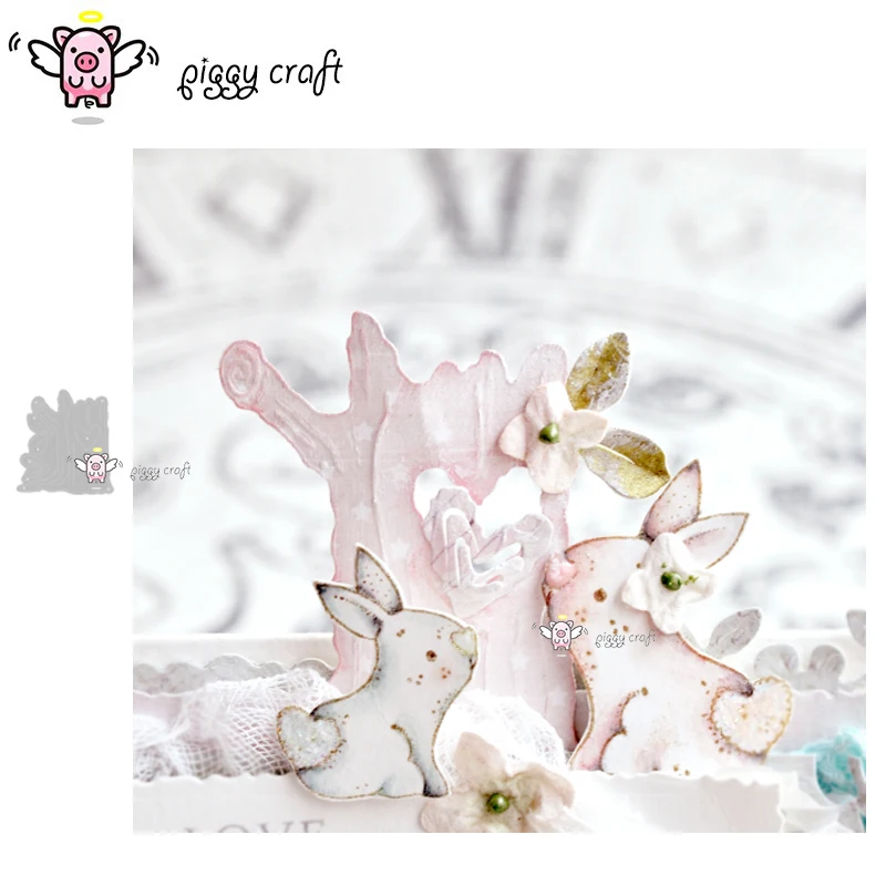 

Piggy Craft metal cutting dies cut die mold Heart tree stump Scrapbook paper craft knife mould blade punch stencils dies