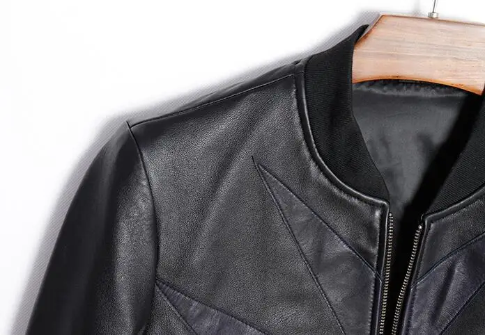 Брендовая Мужская винтажная мотоциклетная кожаная куртка Slim Fit Лоскутная Повседневная Овчина из натуральной кожи мужской кожаный плащ Байкер chaqueta cuero
