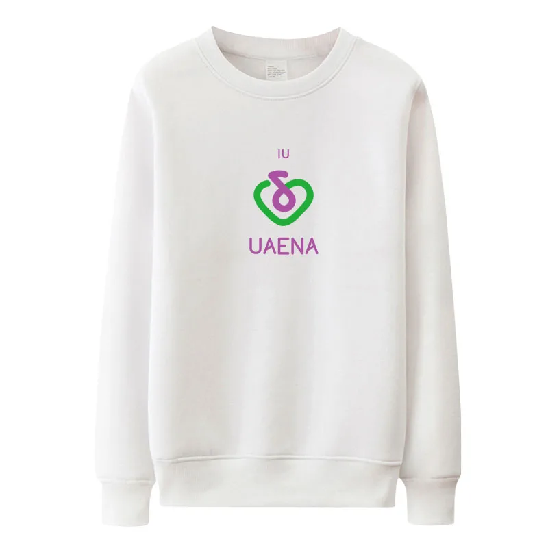 Iu concert same fans name uaena пуловер с принтом и круглым вырезом тонкий Свитшот kpop унисекс Свободный свитшот 3 цвета - Цвет: 3